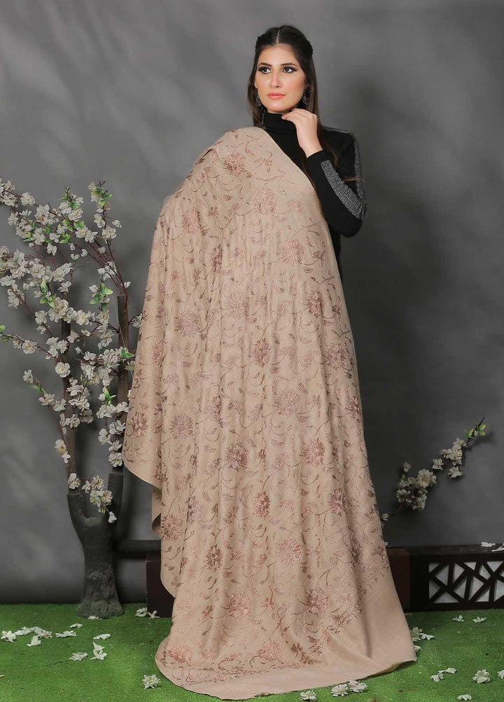 Sanaulla Exclusive Range Pashmina Shawl SU21PP AKP-10 Brown-1 Pure Pashmina Shawls