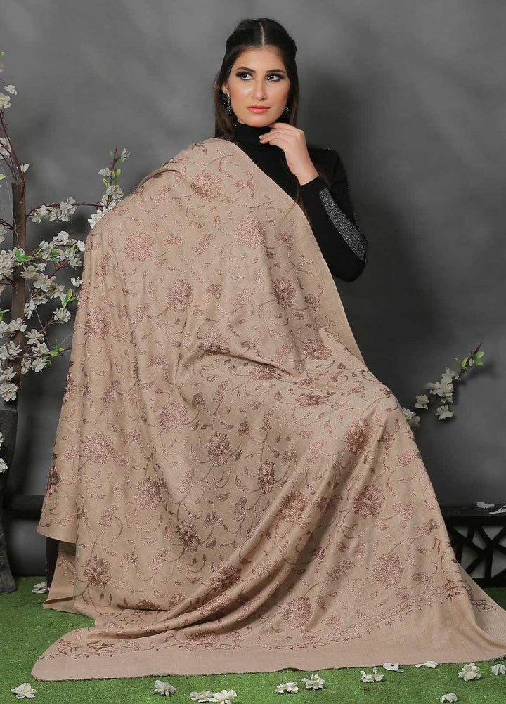 Sanaulla Exclusive Range Pashmina Shawl SU21PP AKP-10 Brown-1 Pure Pashmina Shawls