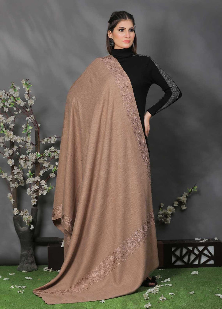 Sanaulla Exclusive Range Pashmina Shawl SU21PP AKP-12 Fawn-4 Pure Pashmina Shawls
