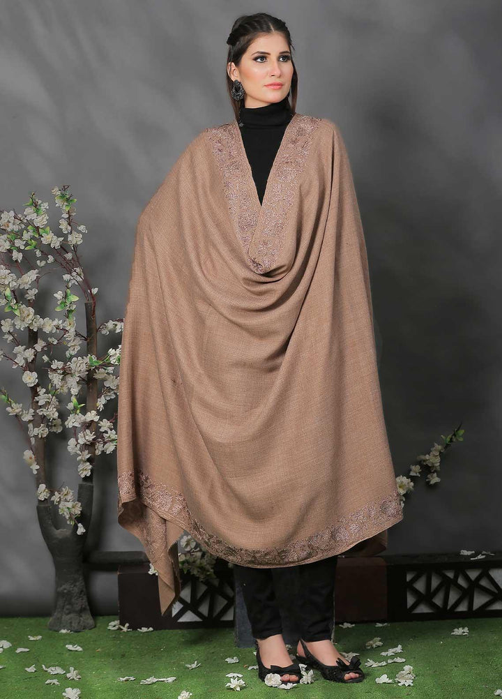 Sanaulla Exclusive Range Pashmina Shawl SU21PP AKP-12 Fawn-4 Pure Pashmina Shawls