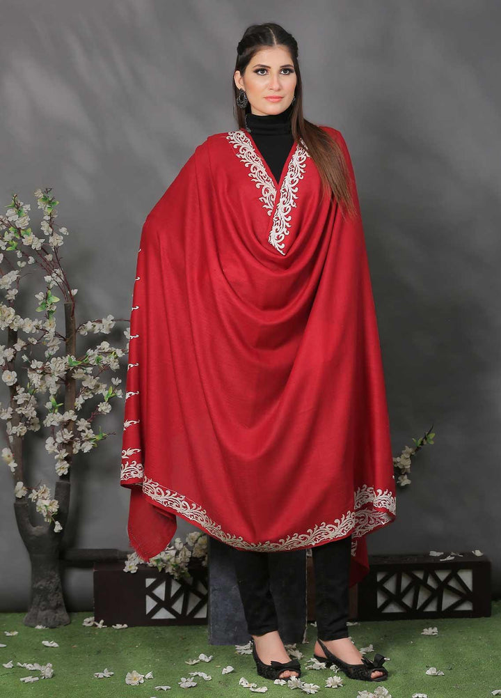 Sanaulla Exclusive Range Pashmina Shawl SU21PP AKP-20 Maroon Pure Pashmina Shawls