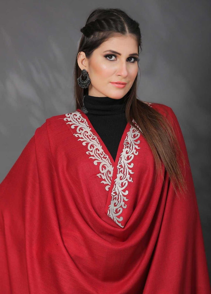 Sanaulla Exclusive Range Pashmina Shawl SU21PP AKP-20 Maroon Pure Pashmina Shawls