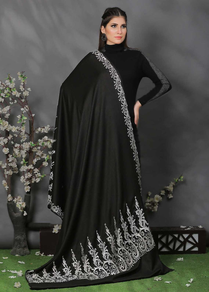 Sanaulla Exclusive Range Pashmina Shawl SU21PP AKP-20 Black Pure Pashmina Shawls