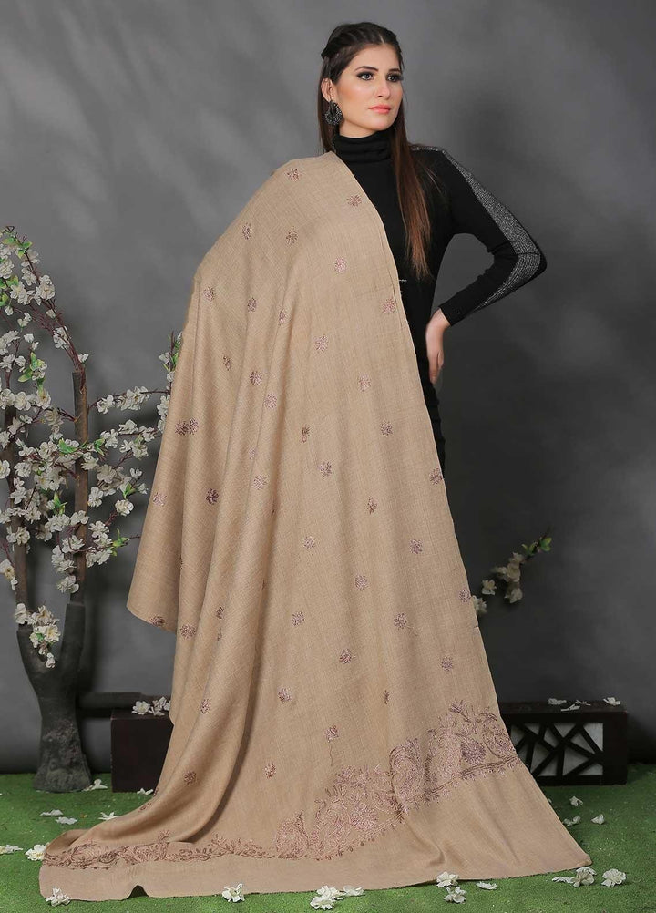 Sanaulla Exclusive Range Pashmina Shawl SU21PP AKP-38 Brown-4 Pure Pashmina Shawls