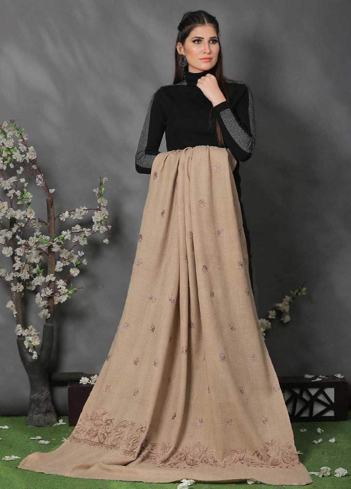 Sanaulla Exclusive Range Pashmina Shawl SU21PP AKP-38 Brown-4 Pure Pashmina Shawls