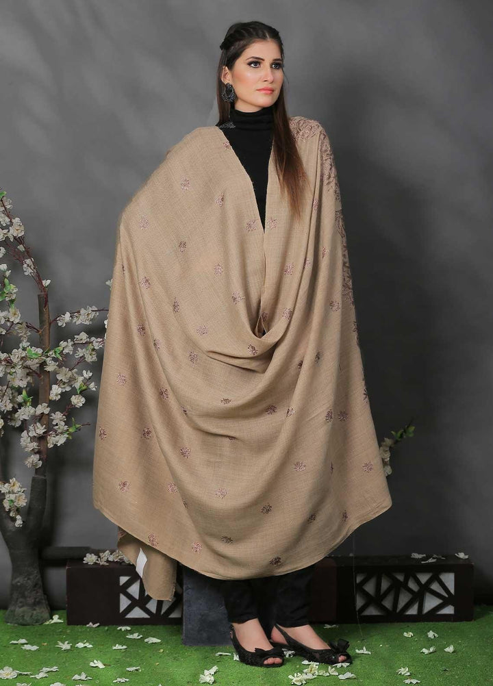 Sanaulla Exclusive Range Pashmina Shawl SU21PP AKP-38 Brown-6 Pure Pashmina Shawls