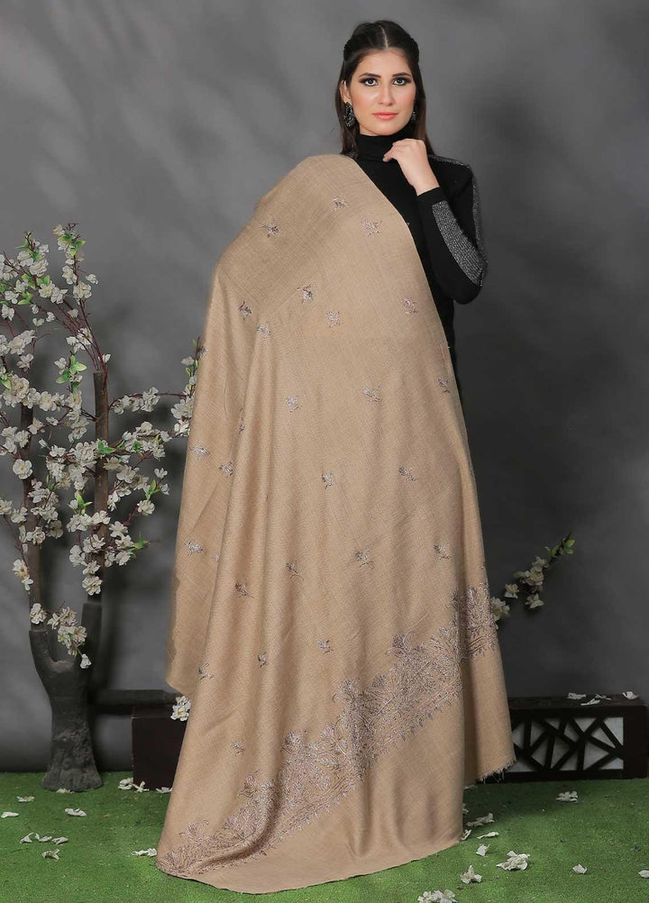 Sanaulla Exclusive Range Pashmina Shawl SU21PP AKP-38 Brown-7 Pure Pashmina Shawls