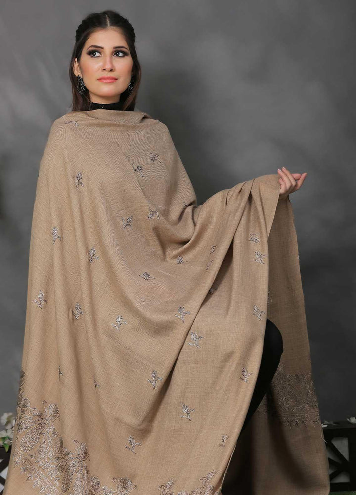 Sanaulla Exclusive Range Pashmina Shawl SU21PP AKP-38 Brown-7 Pure Pashmina Shawls