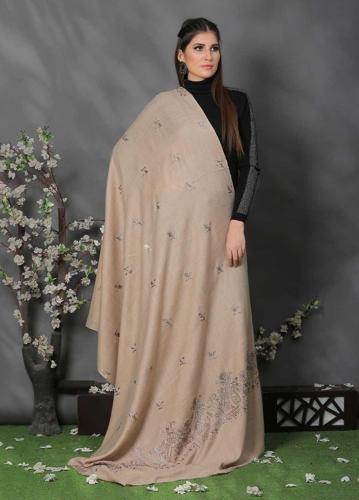 Sanaulla Exclusive Range Pashmina Shawl SU21PP AKP-38 Brown-8 Pure Pashmina Shawls