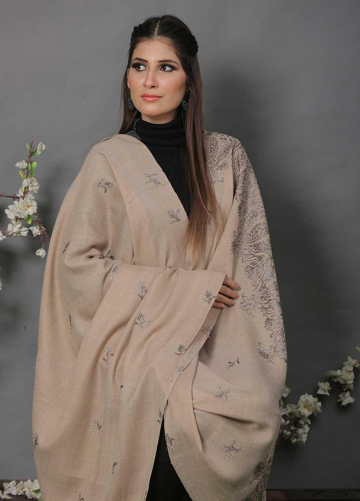 Sanaulla Exclusive Range Pashmina Shawl SU21PP AKP-38 Brown-8 Pure Pashmina Shawls