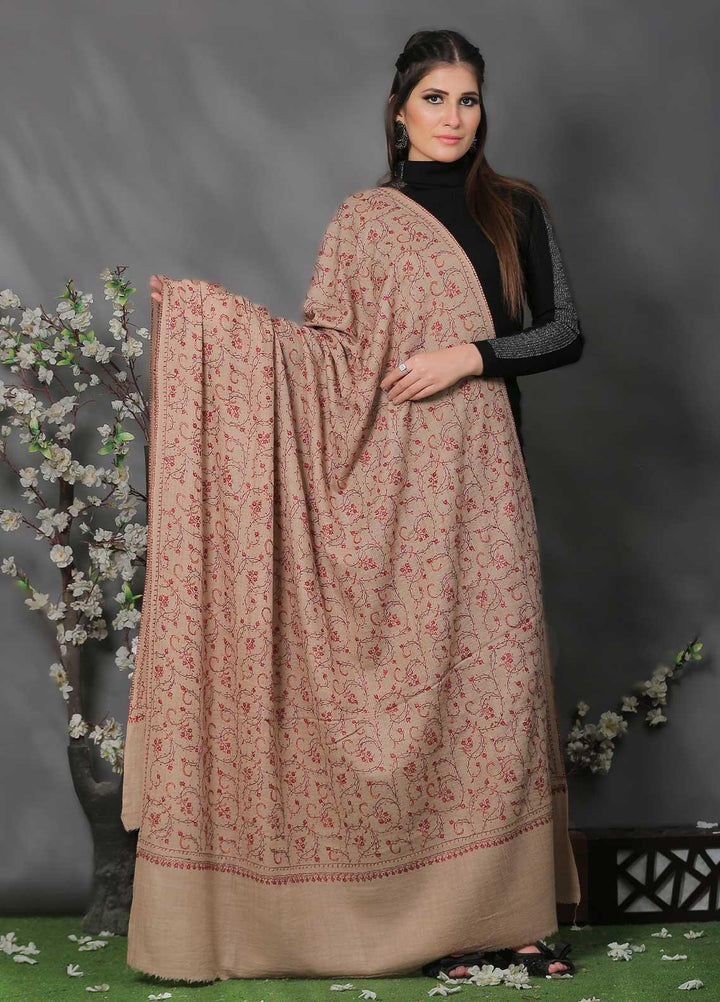 Sanaulla Exclusive Range Pashmina Shawl SU21PP AKP-282 Brown Pure Pashmina Shawls