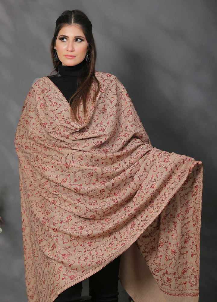 Sanaulla Exclusive Range Pashmina Shawl SU21PP AKP-282 Brown Pure Pashmina Shawls