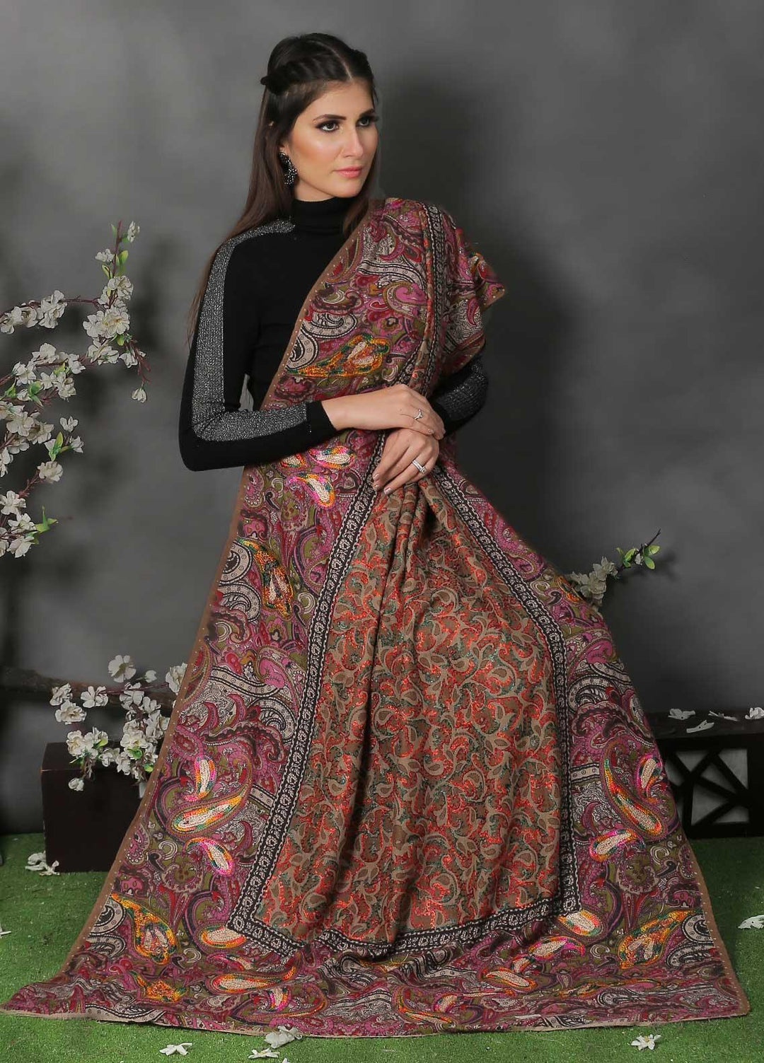 Sanaulla Exclusive Range  Pashmina  Shawl SU21PP OD-93 - Pure Pashmina Shawls