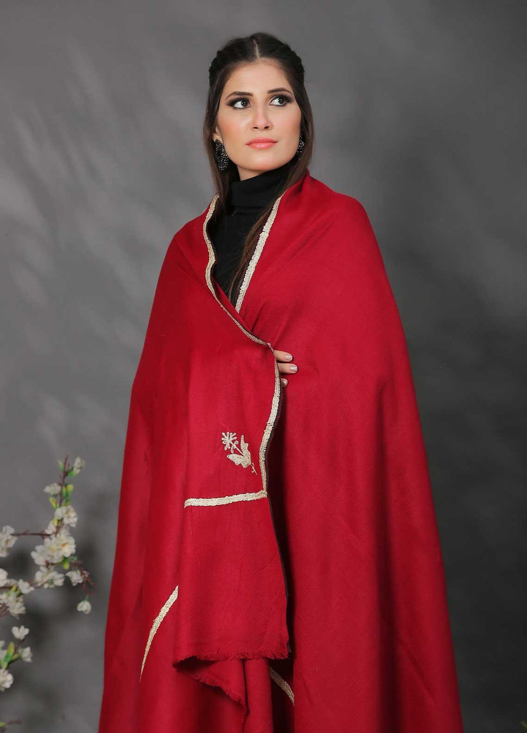 Sanaulla Exclusive Range Pashmina Shawl SU21PP MIR-06 Maroon 1 Pure Pashmina Shawls