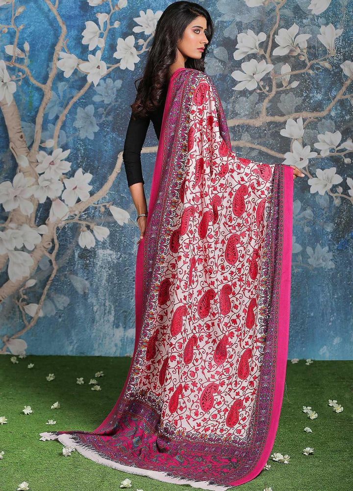 Sanaulla Exclusive Range Embroidered Pashmina  Shawl AKP-21 Pink - Pashmina Shawls