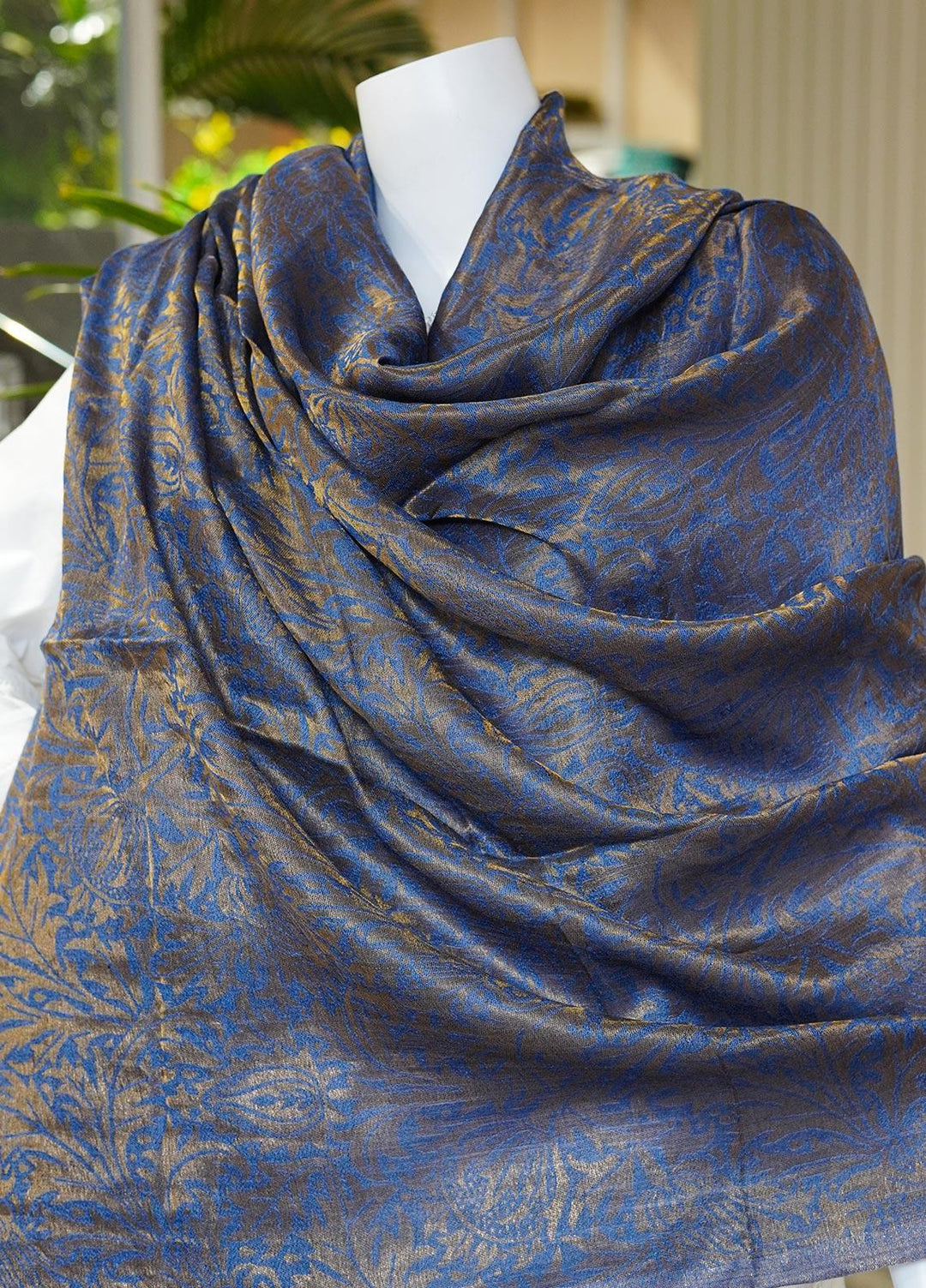Sanaulla Exclusive Range  Pashmina  Shawls MAMA-01 Blue - Pashmina Shawls