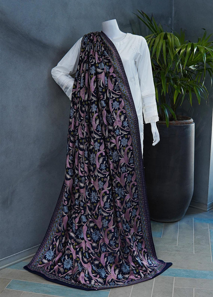 Sanaulla Exclusive Range  Pashmina  Shawls MAMA-36 Blue - Pashmina Shawls