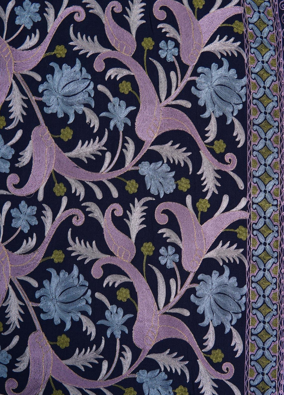 Sanaulla Exclusive Range  Pashmina  Shawls MAMA-36 Blue - Pashmina Shawls