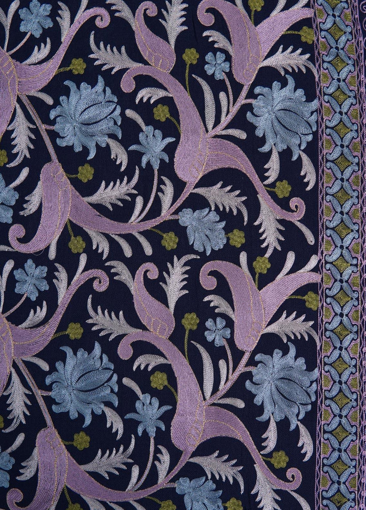 Sanaulla Exclusive Range  Pashmina  Shawls MAMA-36 Blue - Pashmina Shawls