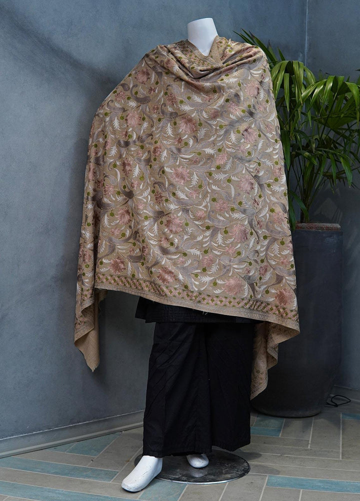 Sanaulla Exclusive Range  Pashmina  Shawls MAMA-36 Fawn - Pashmina Shawls