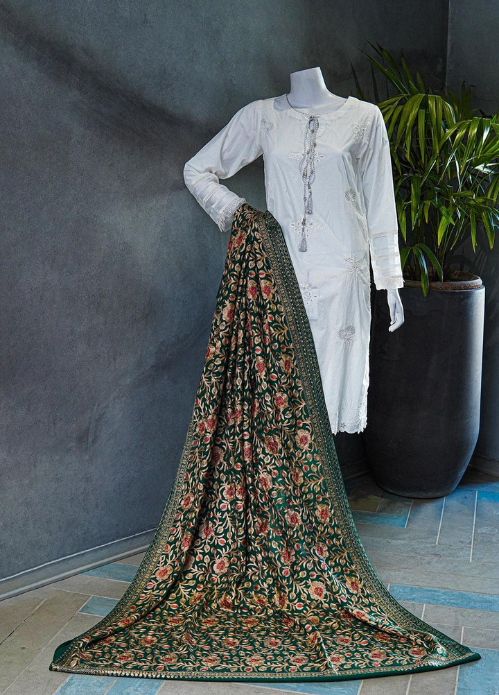 Sanaulla Exclusive Range  Pashmina  Shawls MAMA-36 Green-1 - Pashmina Shawls