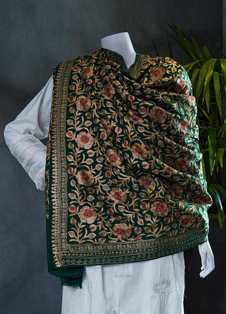 Sanaulla Exclusive Range  Pashmina  Shawls MAMA-36 Green-1 - Pashmina Shawls