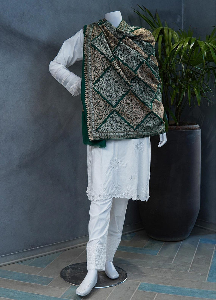 Sanaulla Exclusive Range  Pashmina  Shawls MAMA-36 Green-2 - Pashmina Shawls