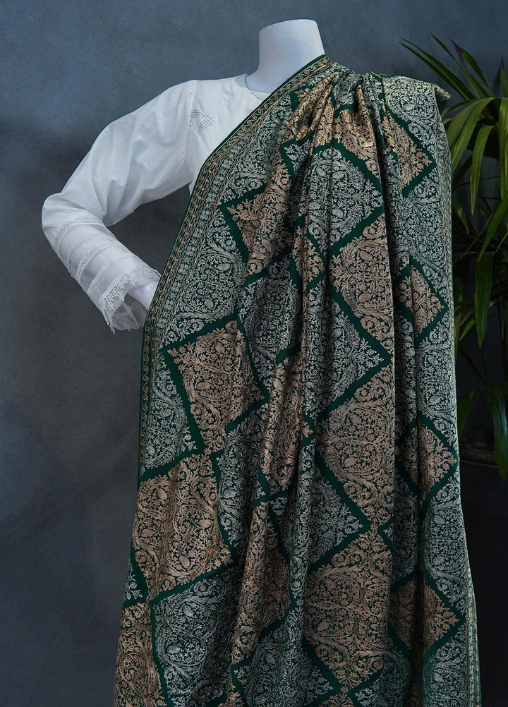 Sanaulla Exclusive Range  Pashmina  Shawls MAMA-36 Green-2 - Pashmina Shawls