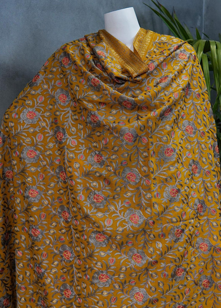 Sanaulla Exclusive Range  Pashmina  Shawls MAMA-36 Mustard-2 - Pashmina Shawls