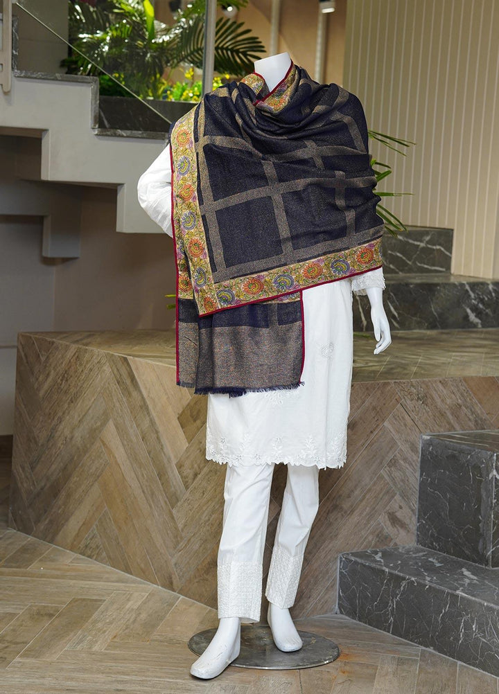 Sanaulla Exclusive Range  Pashmina  Shawls MAMA-04 Blue-1 - Pashmina Shawls