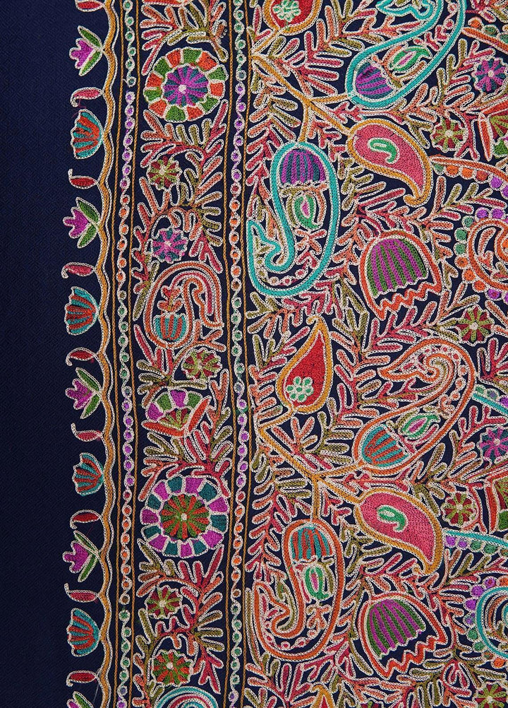 Sanaulla Exclusive Range  Pashmina  Shawls MAMA-05 Blue - Pashmina Shawls