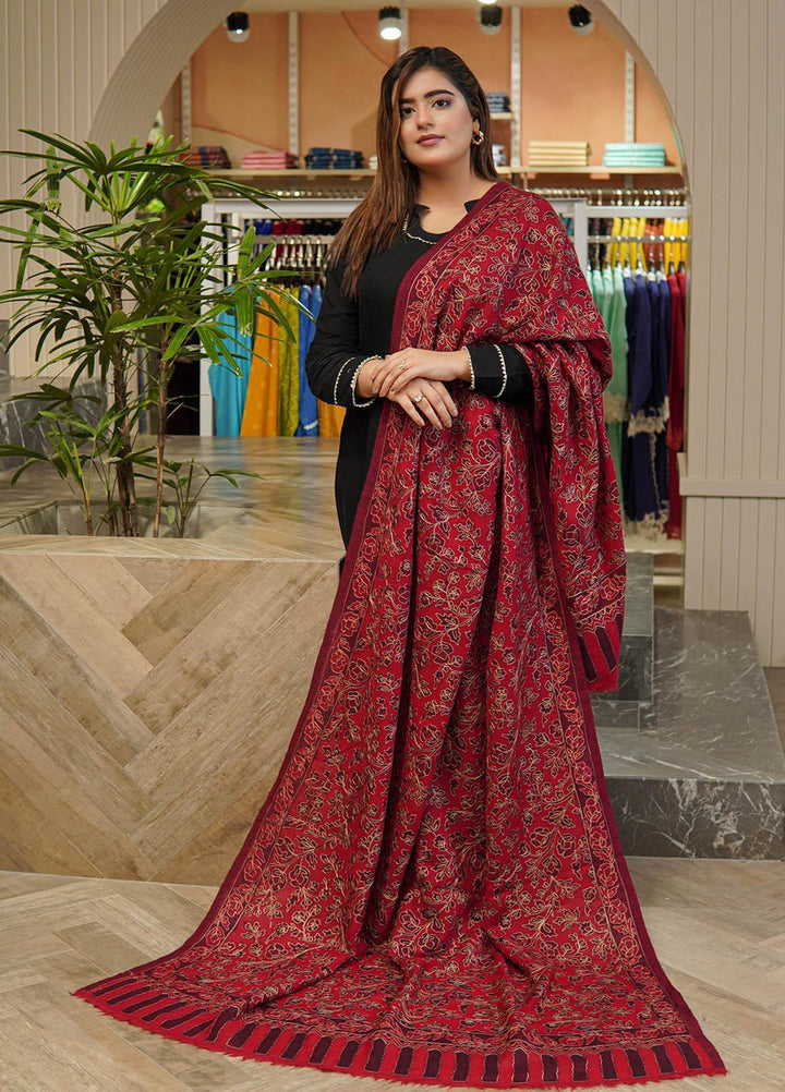Sanaulla Exclusive Range  Pashmina  Shawls MAMA-06 Maroon      - Pashmina Shawls