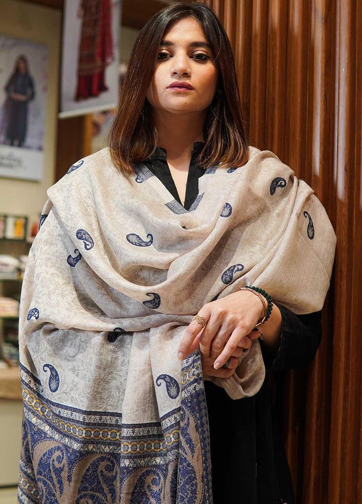 Sanaulla Exclusive Range  Pashmina  Shawls MAMA-07 Brown-1 - Pashmina Shawls