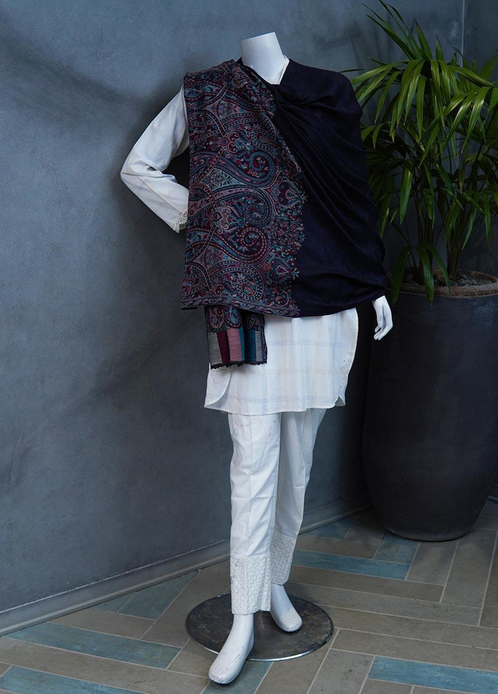 Sanaulla Exclusive Range  Pashmina  Shawls MAMA-09 Blue - Pashmina Shawls