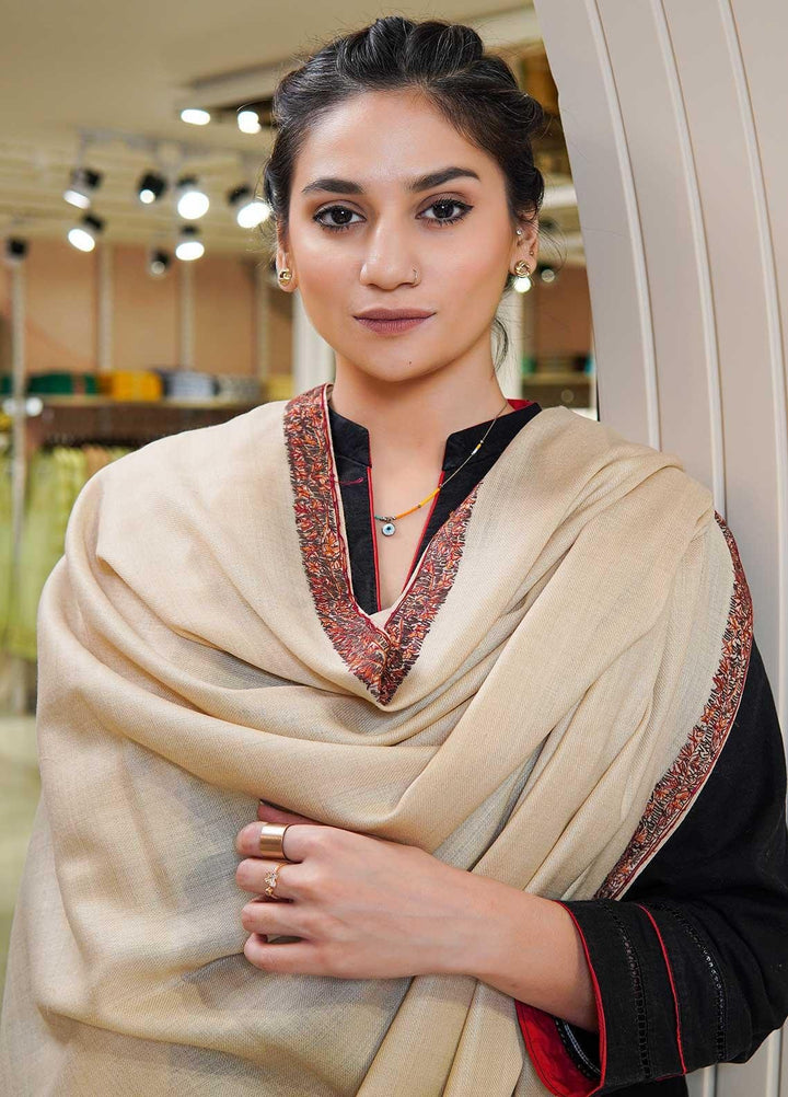 Sanaulla Exclusive Range  Pashmina  Shawls MAMA-18 Fawn-1 - Pashmina Shawls