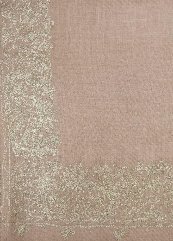 Sanaulla Exclusive Range  Pashmina  Shawls MAMA-25 Fawn-1 - Pashmina Shawls