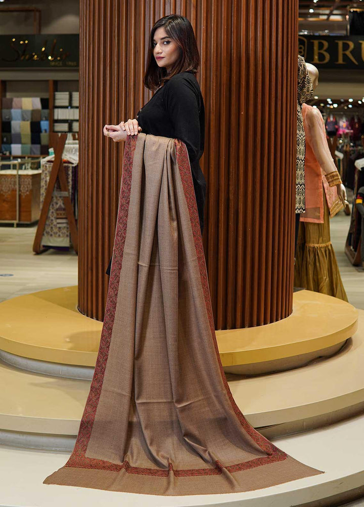 Sanaulla Exclusive Range  Pashmina  Shawls MAMA-16 Fawn-3 - Pashmina Shawls