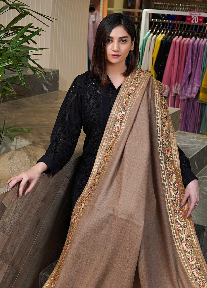 Sanaulla Exclusive Range  Pashmina  Shawls MAMA-27 Brown-7 - Pashmina Shawls