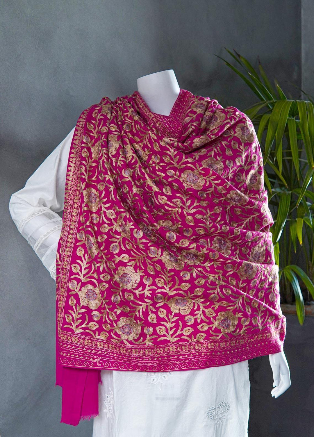 Sanaulla Exclusive Range  Pashmina  Shawls MAMA-36 Pink - Pashmina Shawls