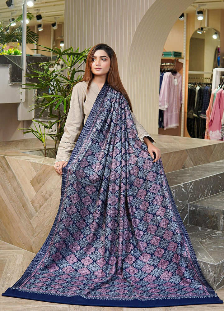 Sanaulla Exclusive Range  Pashmina  Shawls MAMA-37 Blue-1 - Pashmina Shawls