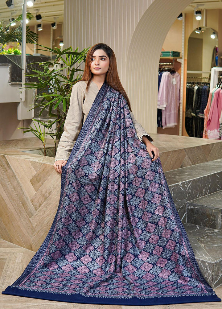 Sanaulla Exclusive Range  Pashmina  Shawls MAMA-37 Blue-1 - Pashmina Shawls