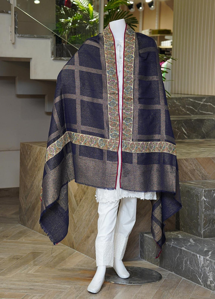 Sanaulla Exclusive Range  Pashmina  Shawls MAMA-04 Blue-3 - Pashmina Shawls