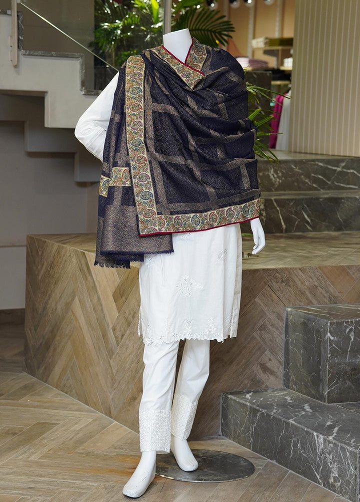 Sanaulla Exclusive Range  Pashmina  Shawls MAMA-04 Blue-3 - Pashmina Shawls