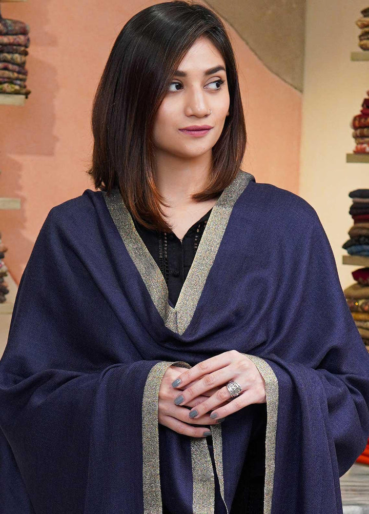 Sanaulla Exclusive Range  Pashmina  Shawls MAMA-41 Blue - Pashmina Shawls