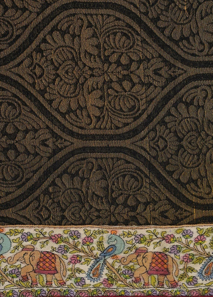 Sanaulla Exclusive Range  Pashmina  Shawls MAMA-04 Brown-1 - Pashmina Shawls