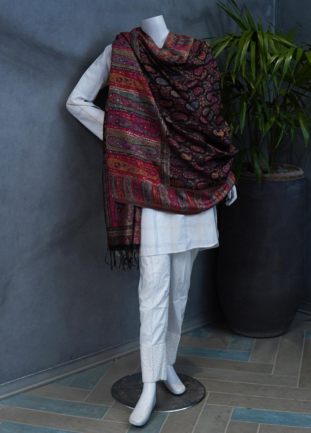 Sanaulla Exclusive Range  Pashmina  Shawls MAMA-11 Multi-9 - Pashmina Shawls