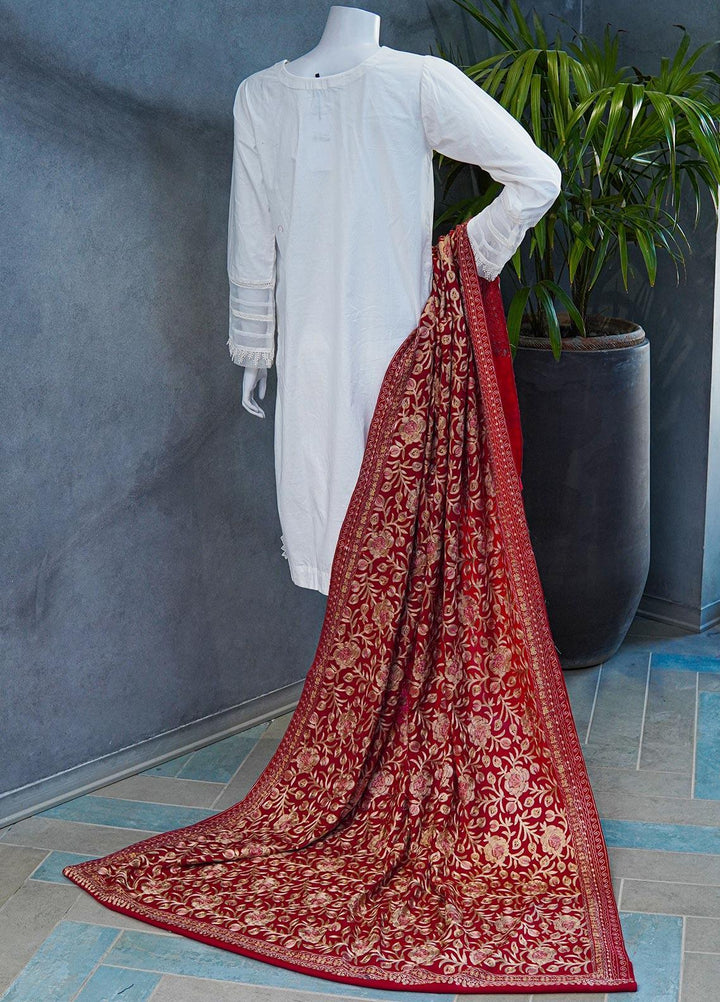 Sanaulla Exclusive Range  Pashmina  Shawls MAMA-36 Red-2 - Pashmina Shawls