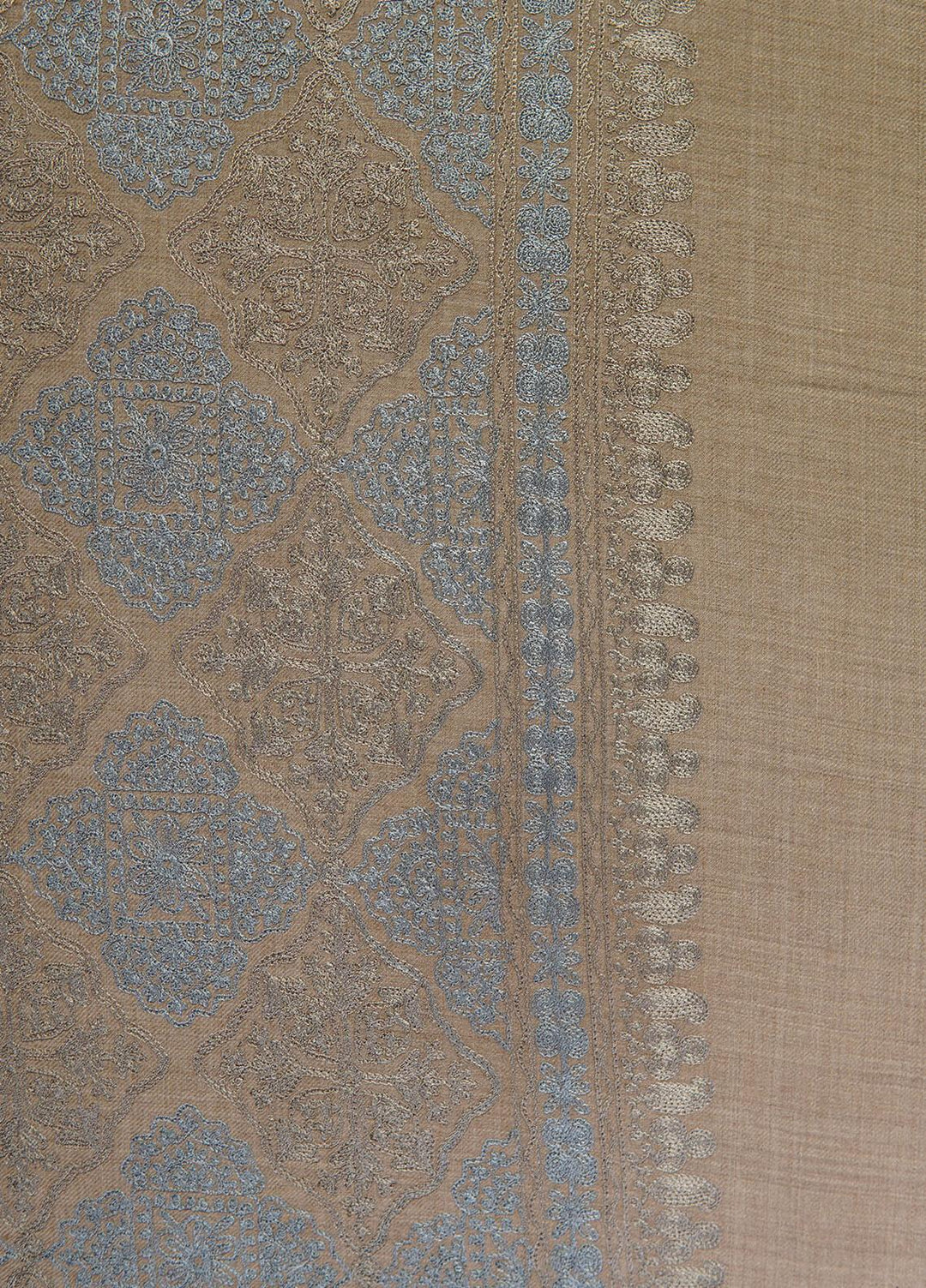 Sanaulla Exclusive Range  Pashmina  Shawls MAMA-37 Fawn-2 - Pashmina Shawls