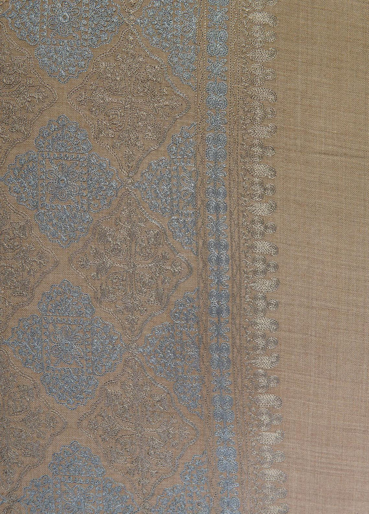 Sanaulla Exclusive Range  Pashmina  Shawls MAMA-37 Fawn-2 - Pashmina Shawls