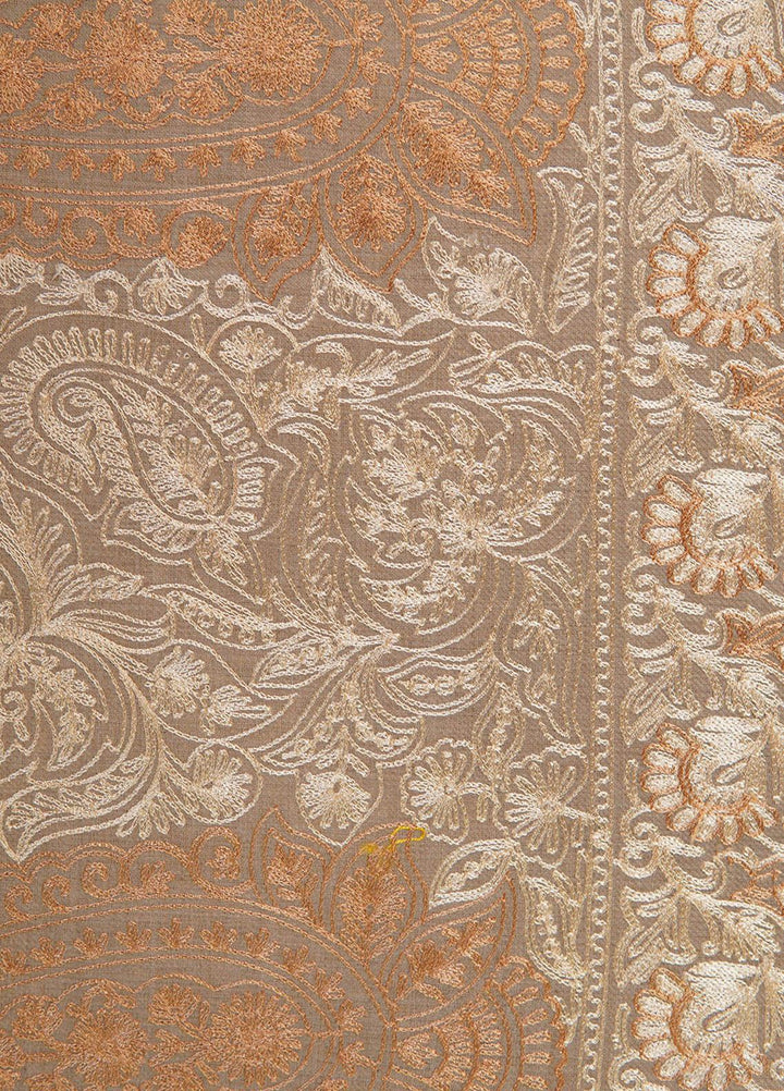 Sanaulla Exclusive Range  Pashmina  Shawls Mh Burfi Um Fine KPS-15 Brown-02  - Pashmina Shawls